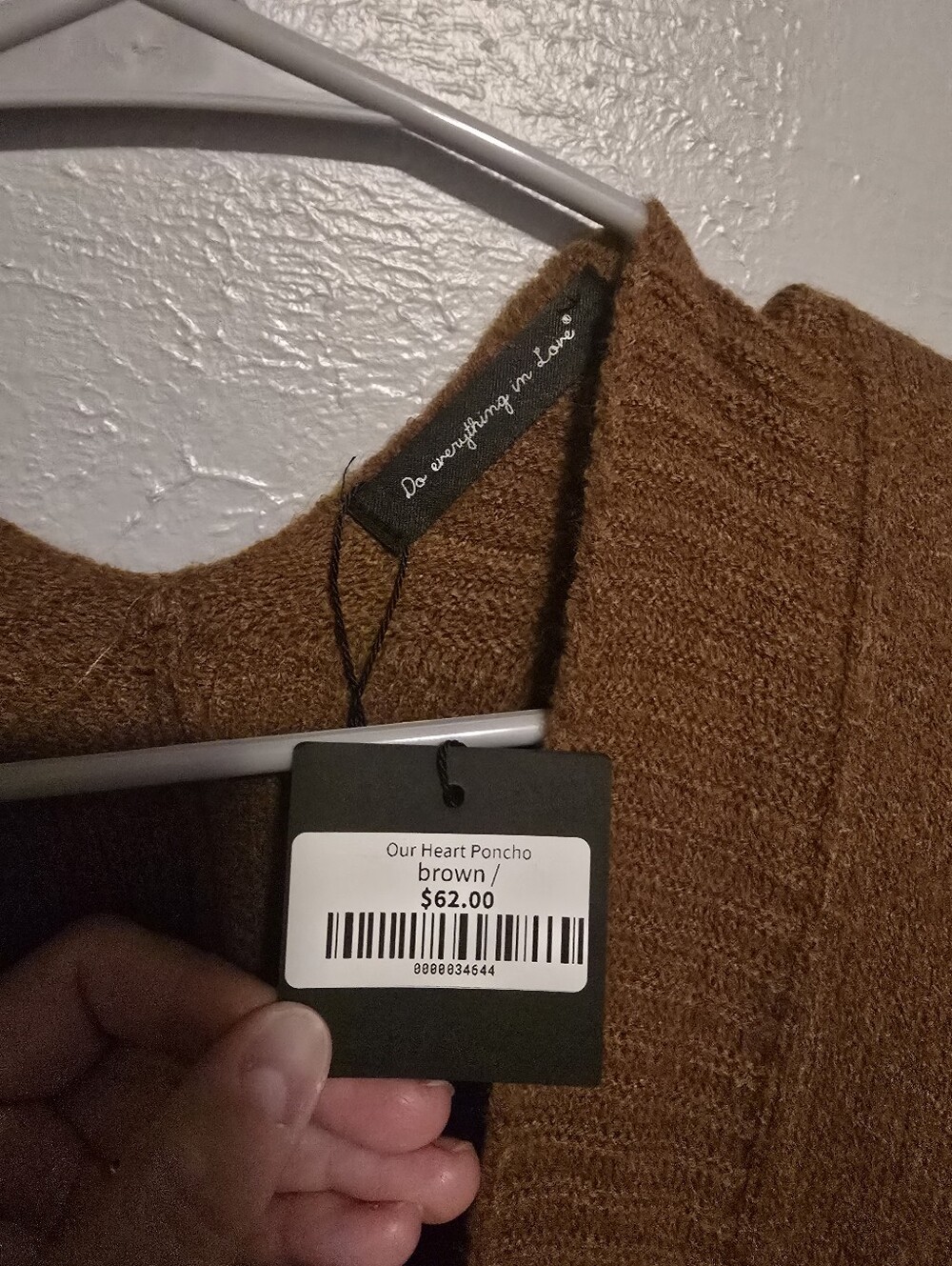Do everything in love Rust-Brown Ruffle Hem Knit Poncho - Picture 3 of 3